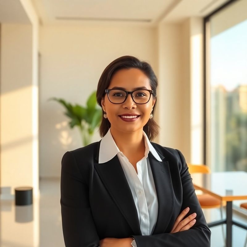 Consultor em escritório com interior creme e terracota em Recife, sob luz natural